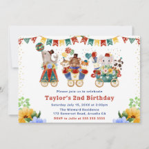 水彩フローラサーカスアニマルトレイン誕生日