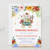 水彩フローラサーカスアニマルバースデーパーティー 招待状 (正面)