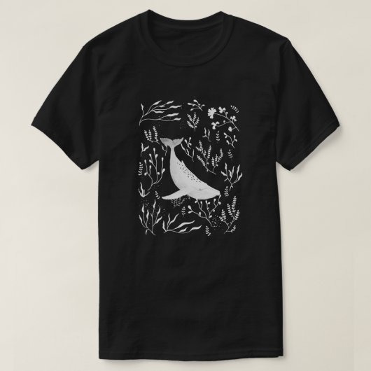 水彩フローラザトウクジラ Tシャツ (デザイン正面)