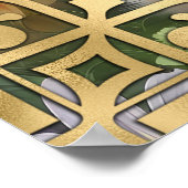 水彩フローラシベリアハスキー金ゴールド枠 ポスター (角)