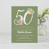 水彩フローラシンプル50thバースデーパーティー 招待状 (スタンド正面)