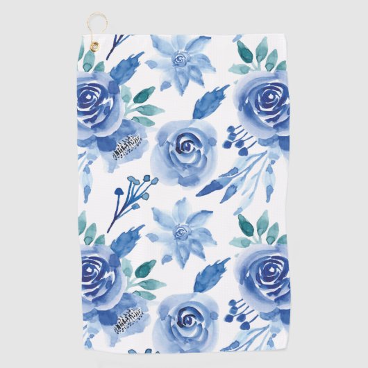 水彩フローラシームレスパターンパステル2 ゴルフタオル (正面)