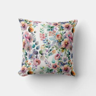 水彩フローラシームレスパターン クッション