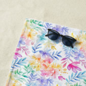 水彩フローラシームレスパターン ビーチタオル (インサイチュ)