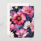 水彩フローラシームレスパターン ポストカード (正面/裏面)