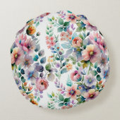 水彩フローラシームレスパターン ラウンドクッション (裏面)