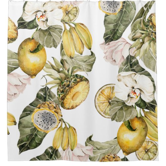 水彩フローラシームレスパターン。手絵を描l シャワーカーテン (正面)