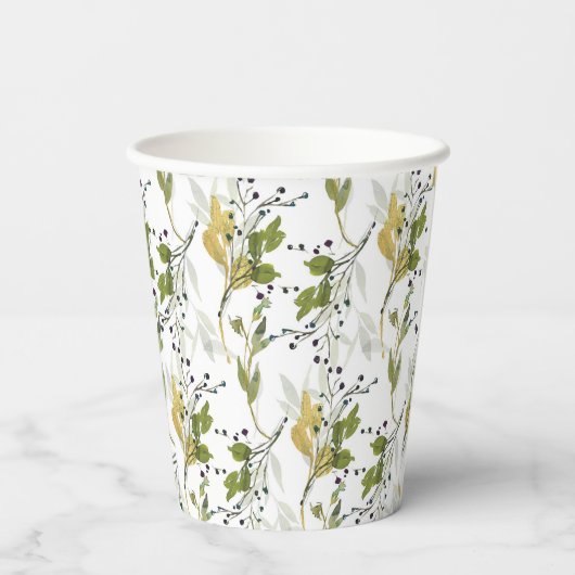 水彩フローラシームレスパターン 紙コップ (裏面)