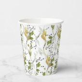 水彩フローラシームレスパターン 紙コップ (左)
