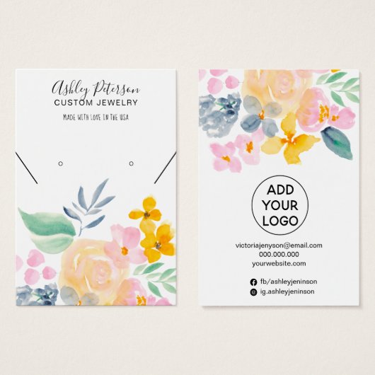 水彩フローラジュエリーイヤリングネックレスディスプレイ (正面&裏面)