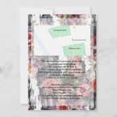 水彩フローラスカル形状モダンゴシック結婚の 招待状 (裏面)