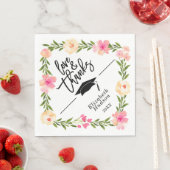 水彩フローラスクリプトの愛と感謝してい卒業 スタンダードランチョンナプキン (インサイチュ)