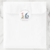 水彩フローラスクリプトエレガントsweet sixteen ラウンドシール (バッグ)