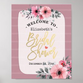 水彩フローラスクリプトブライダルシャワーへようこそ ポスター