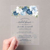水彩フローラスクリプトブライダルシャワー アクリル招待状 (インサイチュ (ポータブル))