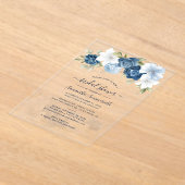 水彩フローラスクリプトブライダルシャワー アクリル招待状 (レイダウン)