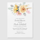 水彩フローラスクリプトブライダルシャワー マグネット招待状 (正面)