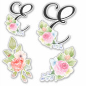 水彩フローラスクリプトモノグラム文字E シール (正面)