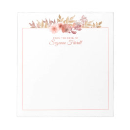 水彩フローラスクールピーチの机 ノートパッド