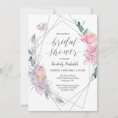 水彩フローラスケッチジオメトリブライダルシャワー 招待状 (正面)