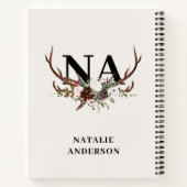 水彩フローラスタック〔雄ジカの〕枝角秋素朴 ノートブック (裏面)