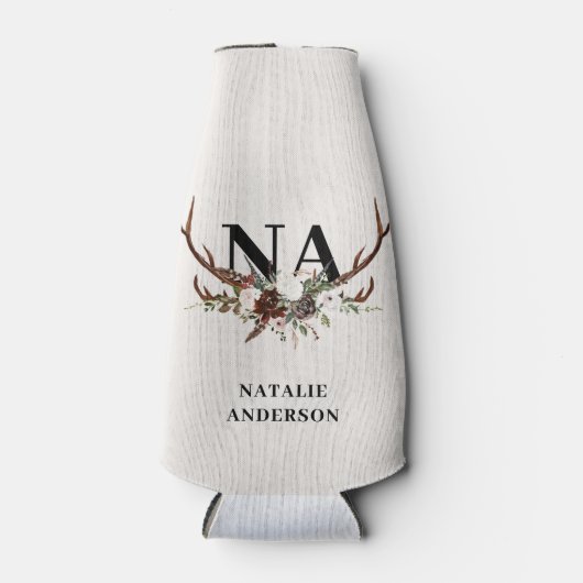 水彩フローラスタック〔雄ジカの〕枝角秋素朴 ボトルクーラー (正面)