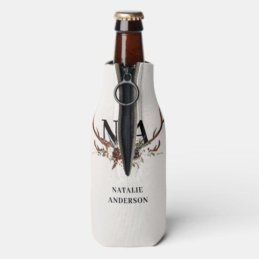 水彩フローラスタック〔雄ジカの〕枝角秋素朴 ボトルクーラー (ボトル裏面)