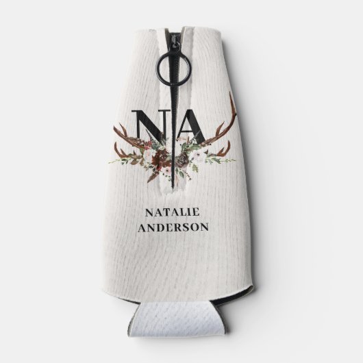 水彩フローラスタック〔雄ジカの〕枝角秋素朴 ボトルクーラー (裏面)