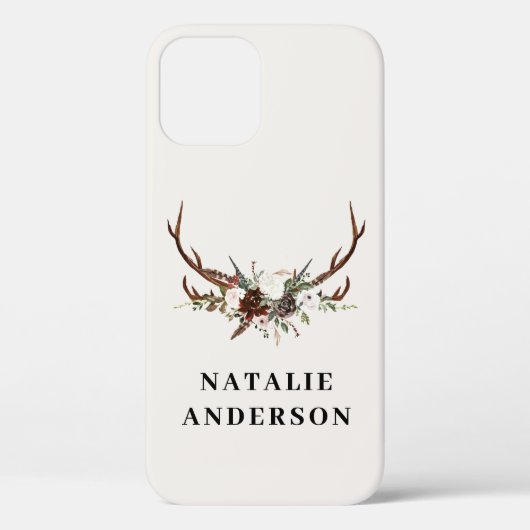 水彩フローラスタック〔雄ジカの〕枝角秋素朴 Case-Mate iPhoneケース (裏面)