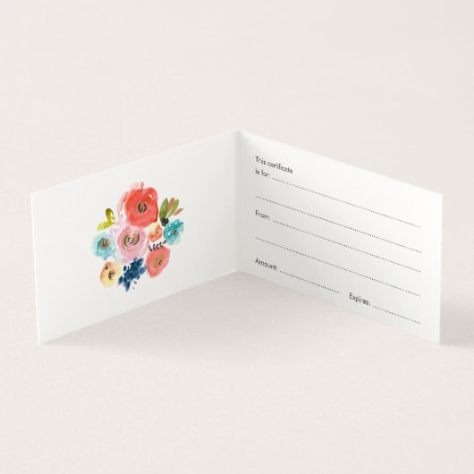 水彩フローラストアのギフト券テンプレート (内部)