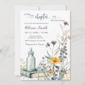 水彩フローラストーリーブックボーイベビーシャワー 招待状 (正面)