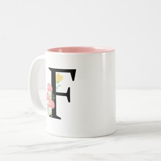水彩フローラスプレーシックモノグラム ツートーンマグカップ (正面左)