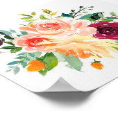 水彩フローラスプレーヴィンテージカントリーアート ポスター (角)