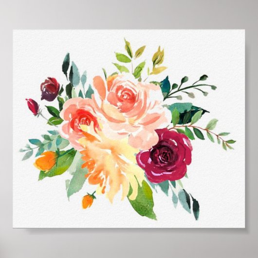 水彩フローラスプレーヴィンテージカントリーアート ポスター (正面)