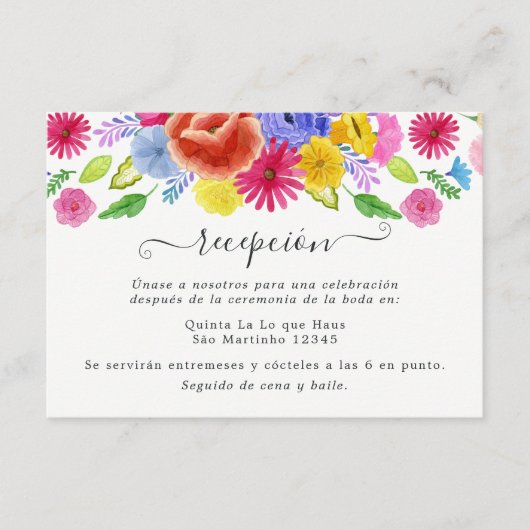 水彩フローラスペインのフィエスタウェディングレセプション エンクロージャーカード (正面)