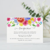 水彩フローラスペインのフィエスタウェディングレセプション エンクロージャーカード (スタンド正面)