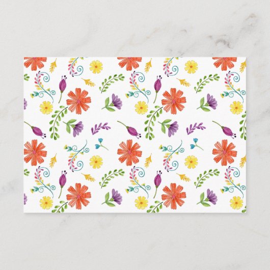 水彩フローラスペインのフィエスタウェディングレセプション エンクロージャーカード (裏面)