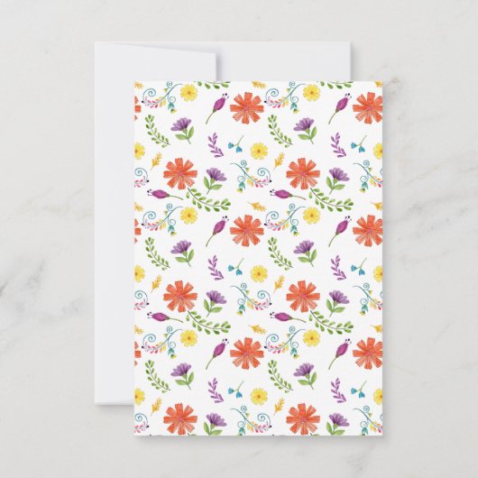 水彩フローラスペインのフィエスタウェディングRSVPカード 出欠カード (裏面)