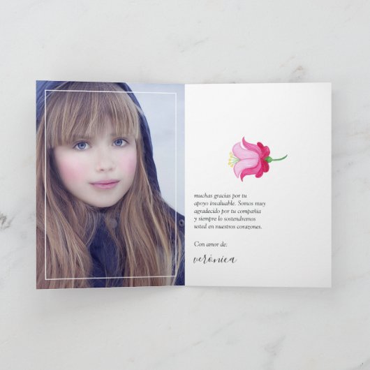 水彩フローラスペインのフィエスタキンセニェラ写真 サンキューカード (内部)