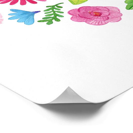 水彩フローラスペインのフェスタ結婚の歓迎 ポスター (角)