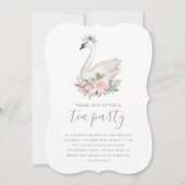 水彩フローラスワンプリンセス誕生日ティーパーティー 招待状 (正面)