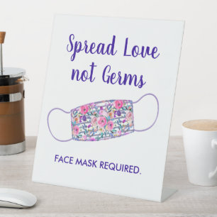 水彩フローラソーシャル距離衣服マスク 台座サイン