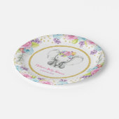 水彩フローラゾウ赤ちゃんシャワー ペーパープレート (アングル)