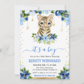 水彩フローラタイガーカッブボーイベビーシャワー 招待状 (正面)