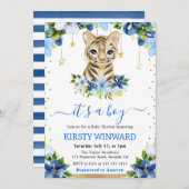 水彩フローラタイガーカッブボーイベビーシャワー 招待状 (正面/裏面)