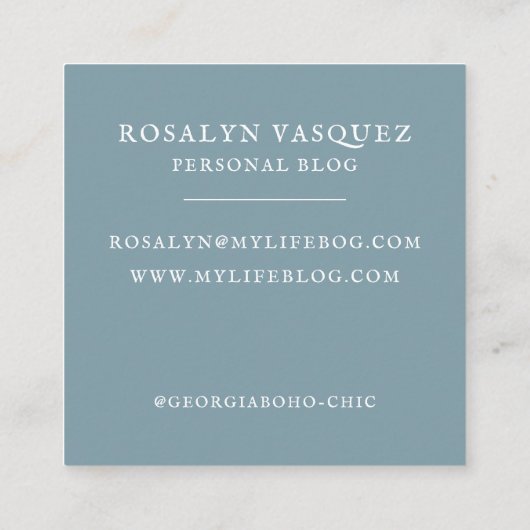 水彩フローラタイプライター |ブロガー作家 スクエア名刺 (裏面)