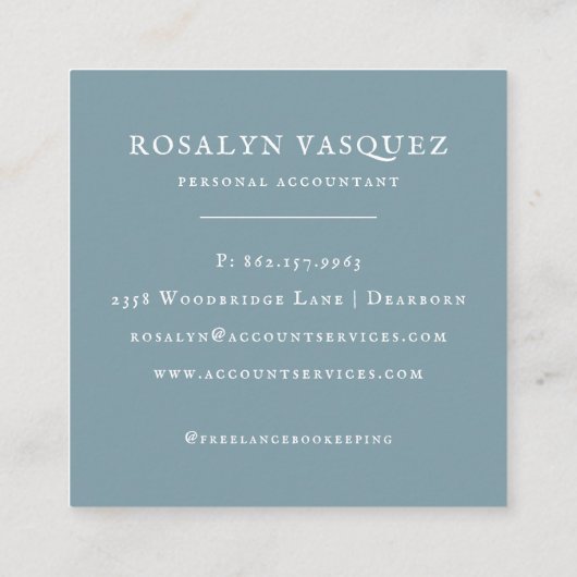 水彩フローラタイプライター |会計士 スクエア名刺 (裏面)