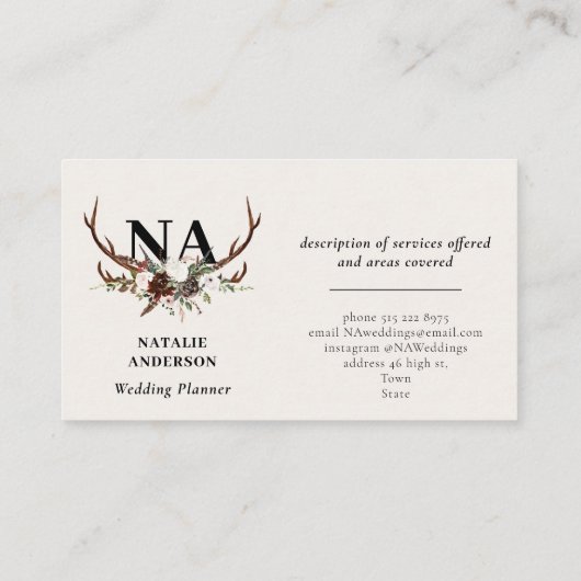 水彩フローラタグ〔雄ジカの〕枝角秋   名刺 (裏面)