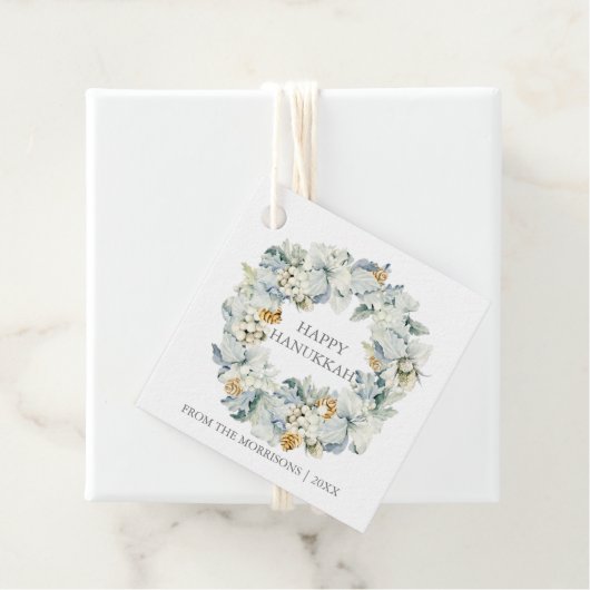 水彩フローラダスティブルーシルバーハヌッカギフト フェイバータグ (インサイチュ)