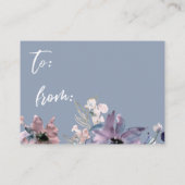 水彩フローラダスティブルーディスプレイブライダルシャワー エンクロージャーカード (裏面)